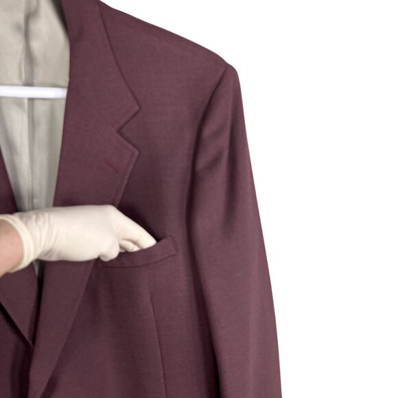 Sutter & Grant Mens 44L Burgundy Wool Blazer Gold Crest Buttons Academia Preppy - Picture 6 of 15